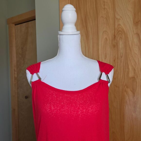 Vintage 90s Red Swim Cover Up silver buckle - Picture 2 of 6